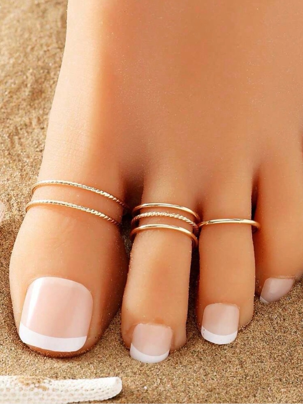 Delicate Gold Toe Ring Set — 3-Piece Minimalist Foot Rings